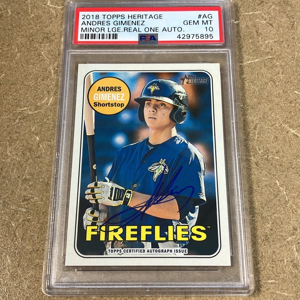 2018 Topps Heritage Minor League Andres Gimenez Real One Autographs #AG PSA 10